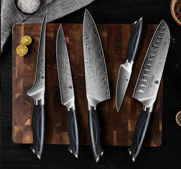 5PCS Knife Set, Kitchen Knife Sets in Powder Steel | Ultra Sharp Japanese Knives Set High Carbon Steel Chef Knives Sets, Cooking Knives Set with Ergonomic Pakkawood Handle7