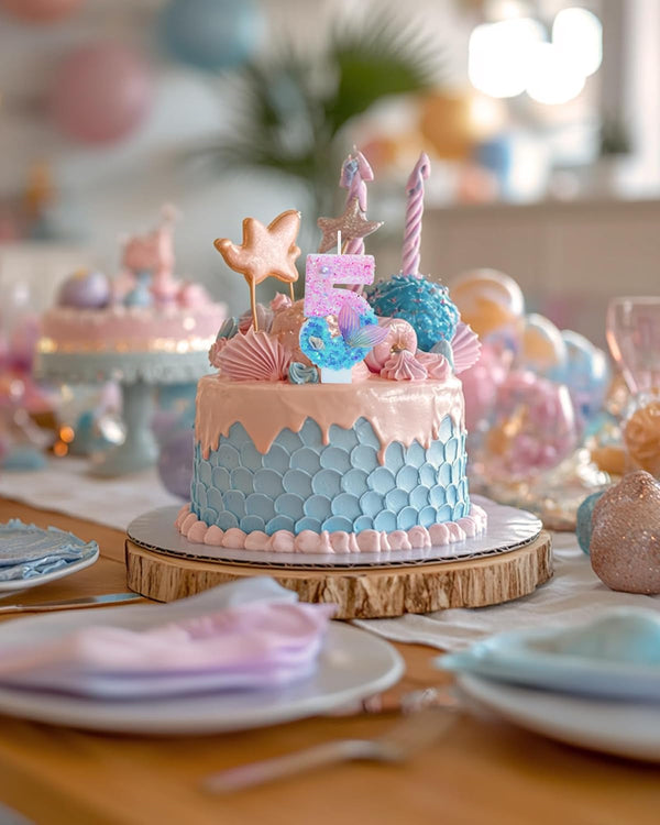 Mermaid Themed Birthday Candles, Number 5 Girls Glitter Birthday Party Supplies,Anniversary Party Decor,2.87 Inch Cake Topper Decorations (Mermaid Themed, Number 5)4