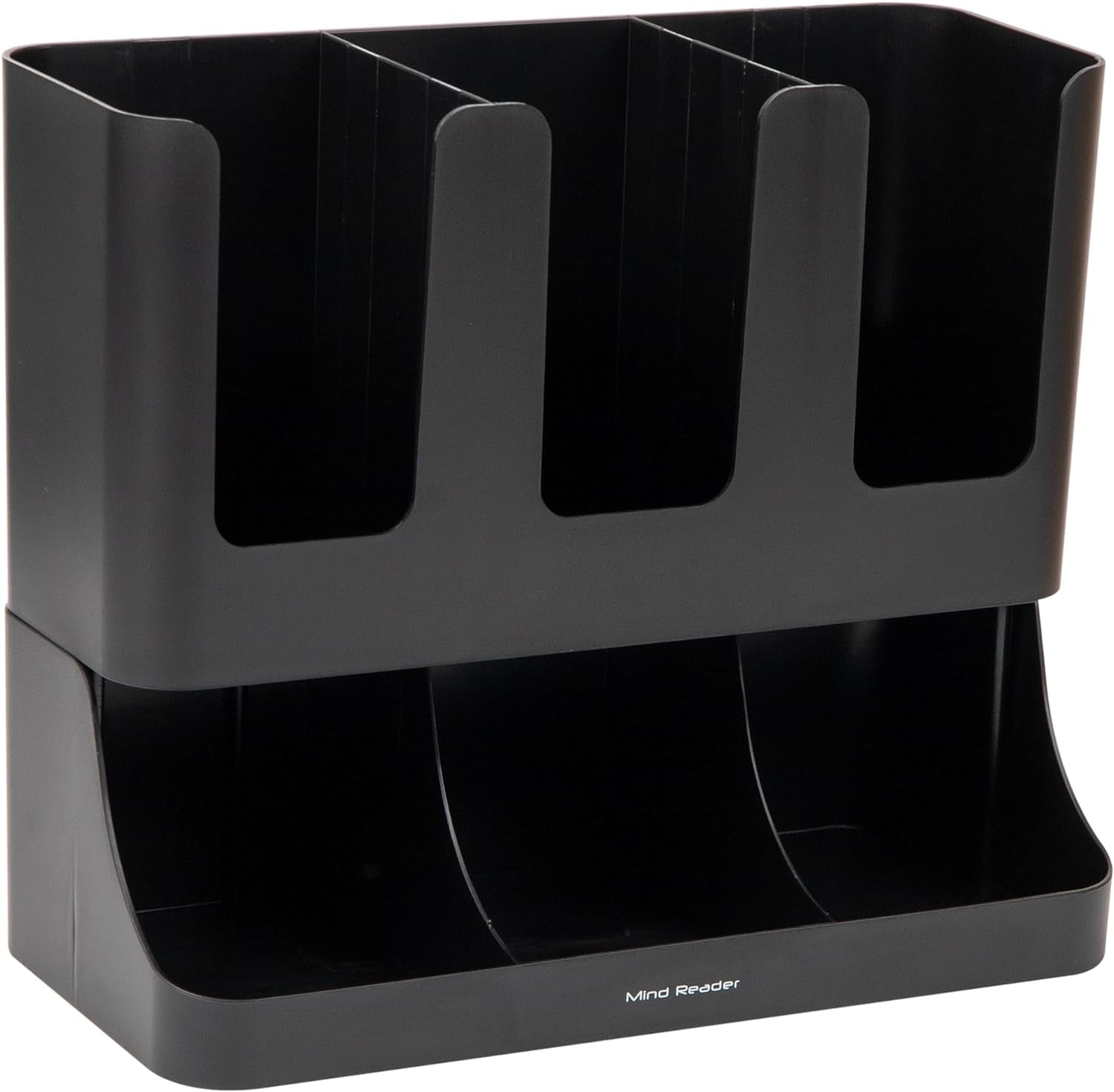 condiment-station-13-inch-countertop-coffee-bar-organizer-with-6-compartments-storage-caddy-for-cups-lids-and-packets-plastic-black