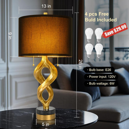Scenkoy 26” Table Lamp Set of 2 for Bedroom Living Room, Antique Gold Leaf6