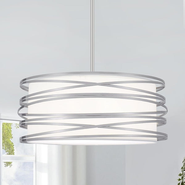 Drum Chandelier 15.7'' Rustic Brushed Nickel 3-Light Pendant Light1