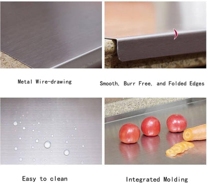 Stainless Steel Cutting Boards for the Kitchen, Suitable for Meat, Fruits, Vegetables, Bread, and Baking Large-Sized Cutting Boards (40 X 30Cm/15.7 X 11.8 In)5