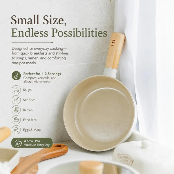 FIKA Small 7-Inch Deep Ceramic Coated Wok Pan, Nonstick Stir Fry & Soup Pan with Natural Wooden Handle, Induction Compatible for All Stovetops, Made in Korea (18Cm)6