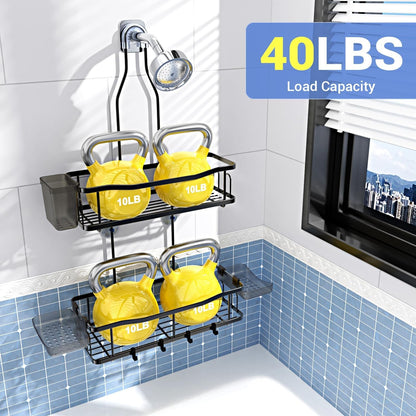 Hanging Shower Caddy over Shower Head - No Drill Rustproof Shower Rack4