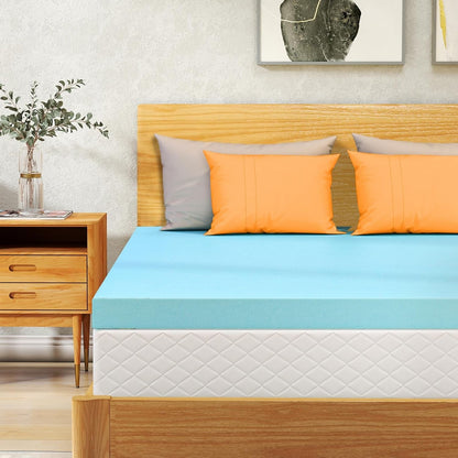 Twin XL Mattress Topper 3 Inch Cooling Gel Memory Foam, Certipur-Us Certified Topper & Pad for Back Pain Relief, Soft Breathable Bedding with Pressure Relief (Blue)1