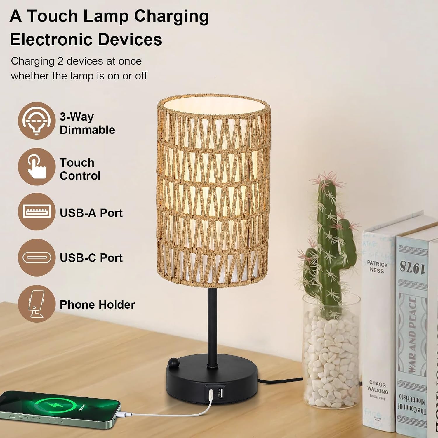 touch-table-lamp-for-bedroom-with-bulb-boho-small-desk-lamp-for-living-room-with-rattan-linen-shade-3-way-dimmable-bedside-table-lamp-for-nightstand-with-usb-charging-port-phone-stand-for-office