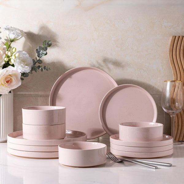 Stoneware Dinnerware Sets for 4,12Pcs Plates and Bowls Set1