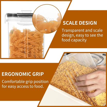 Cereal Containers Storage Set (4L / 135.2Oz), 4PCS Airtight Food Storage Containers with Lids, Cereal Dispensers for Kitchen Pantry Organization and Storage with Pour Spout, 20 Labels, Marker5