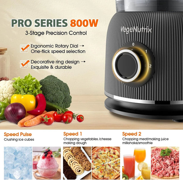 Food Processor and Blender Combo, 88 Oz Food Chopper | Kitchen Appliance for Meat Vegetable and Dough, 70Oz 800W Glass Jar Blender with 2 Speeds and Pulse for Smoothie, Upgrade5