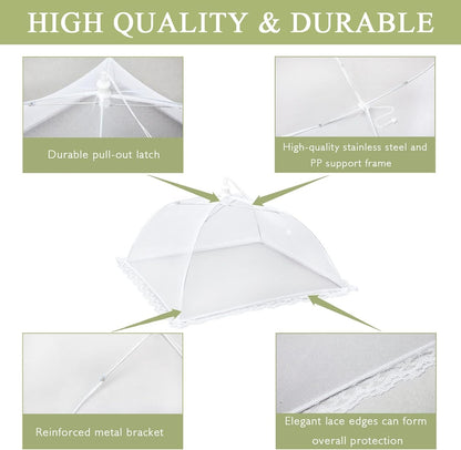 7Pack Various Size (40X24*1,17X17*2,14X14*2,12X12*2) Pop-Up Food Tents Food Covers for outside Mesh to Keep Bugs Away,Reusable Collapsible Food Nets for Picnic Party BBQ Wedding Fruit2