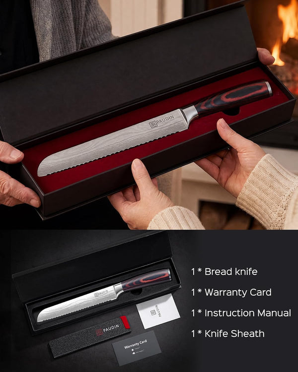 Bread Knife, 8" Serrated Bread Knife for Homemade Bread, Gift Box8