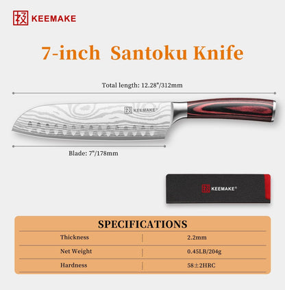 7" Santoku Knife, Razor Sharp Chef Knife with Ergonomic Handle3