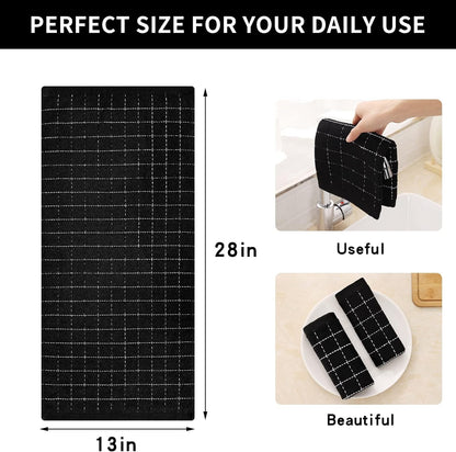 100% Cotton Terry Kitchen Towels, 4 Pack, Black | Ultra Soft and Absorbent Dish Towels for Kitchen, Suitable for Drying and Washing Dishes5