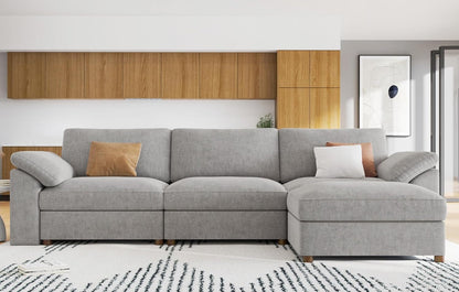 Oversized L Shape Sectional Modular Sofa,Wide Deep Seat Sectional Sofa,Comfortable Grey Cloud Modular Sofa3