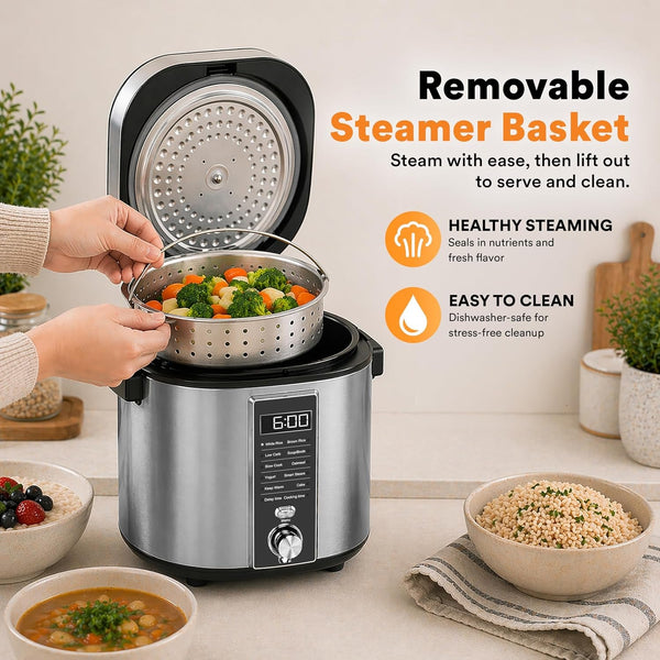 Top Chef 11-In-1 Digital Multicooker with Rice Cooker, Slow Cooker, Yogurt Maker and Steamer, One-Touch Presets, LED Display, Nonstick Pot, Keep Warm, 6-Cup Capacity5