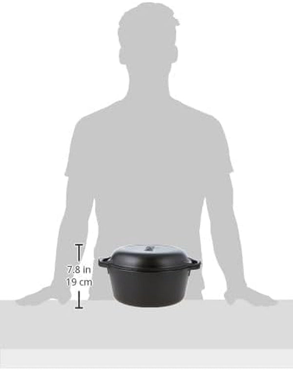 Cast Iron Double Dutch Oven, 2-In-1 Pot and Skillet Combo, 5 Quart | Pfas-Free & Non-Toxic Oven-Safe Cast Iron Dutch Oven with Loop Handle, Even Heat Retention, Ideal for Sourdough Bread Baking3