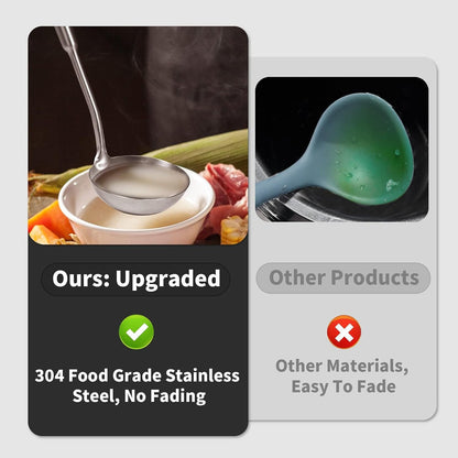 Newness Soup Ladle, [Rustproof, Heat Resistance, Integral Forming] Resilient 304 Stainless Steel Soup Spoon with Vacuum Ergonomic round Handle, Cooking Spoon for Kitchen, 13.7 Inches2