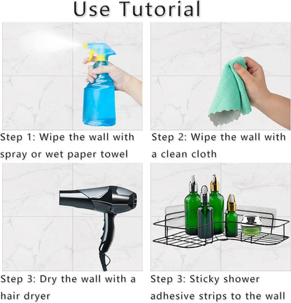 2 Pack Shower Caddy Adhesive for Replacement, Strong Transparent Adhesive for Shower Caddy Sticky Pads, No Drilling for Corner Shelf Basket, Bathroom Storage Shelves, Kitchen Racks and Soap Holder3