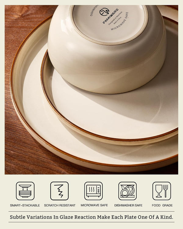 Milkyway 16-Piece Dinnerware Set with Pasta Bowls, Light Khaki4