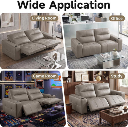 Power Reclining Loveseat Zero Gravity Genuine Leather Sofa with USB Port7
