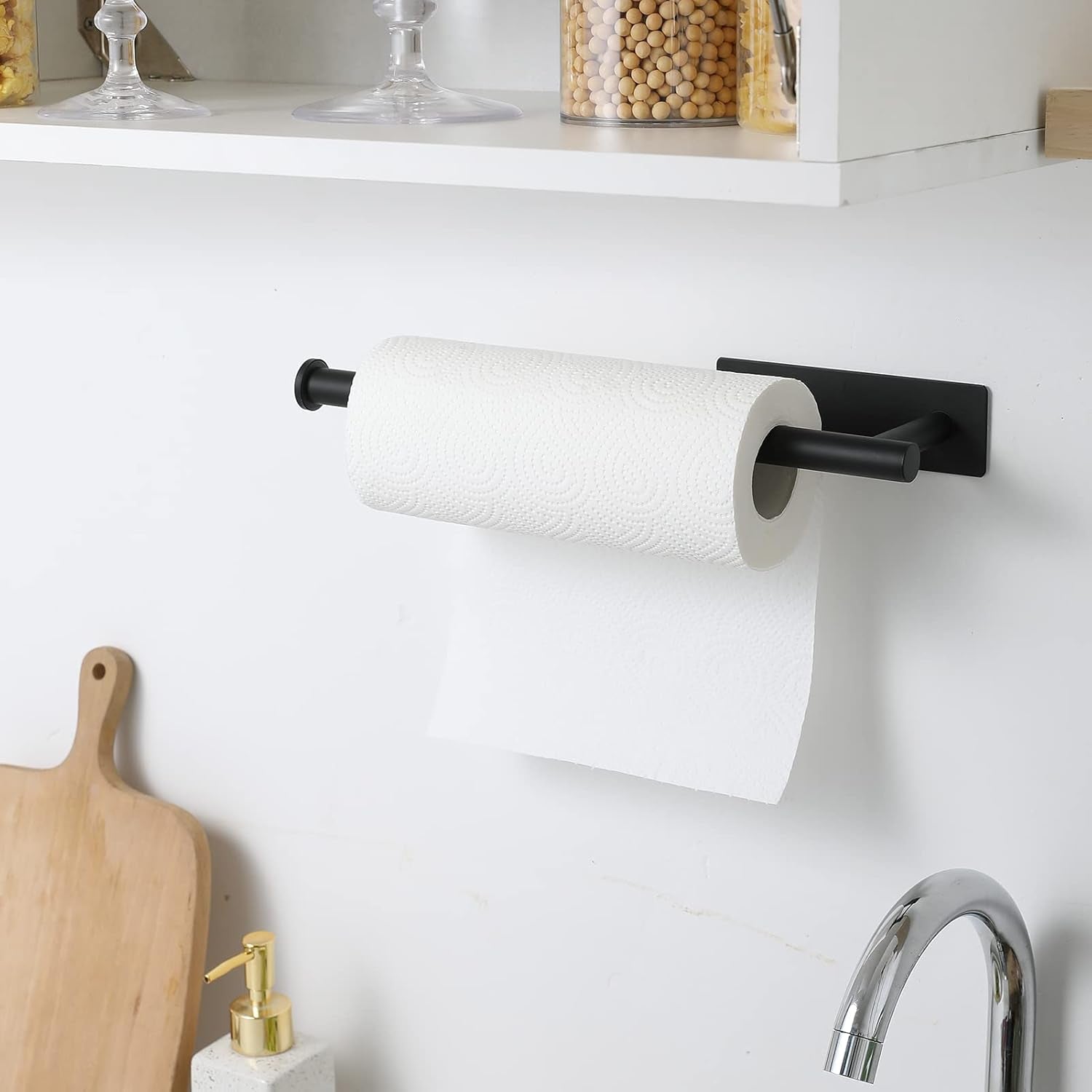 under-cabinet-paper-towel-holder-for-kitchen-adhesive-black