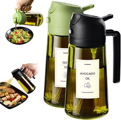 '- Original 16Oz/470Ml Olive Oil Dispenser Bottle for Kitchen Gadgets and Air Fryer Accessories - Olive Oil Sprayer for Cooking W/Stickers - Black&Green1