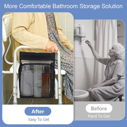 2 Pack Hanging Shower Caddy for Shower Chair, Mesh Shower Caddy with Hooks for Elderly, Pregnant, Patient, and Disabled, Also Suitable for Dorm, Gym, RV, Travel and Kitchen4
