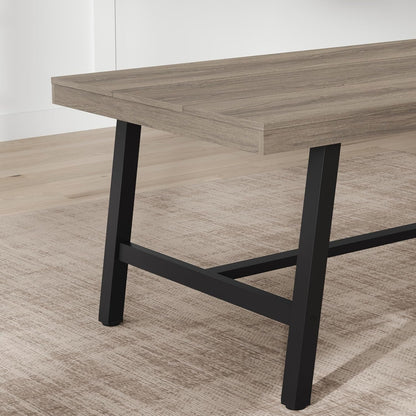 71" Rustic Dining Table, Heavy Duty Kitchen Table, Grey Walnut | Rustic Dining Table 71", Heavy Duty Kitchen Table for 8, Industrial Metal Frame & Waterproof Top7