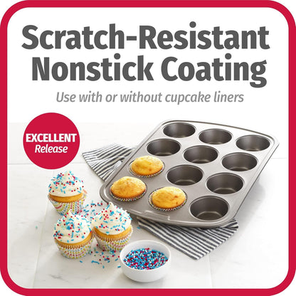 Everyday Nonstick Steel Muffin Pan, 12 Cup, Gray4