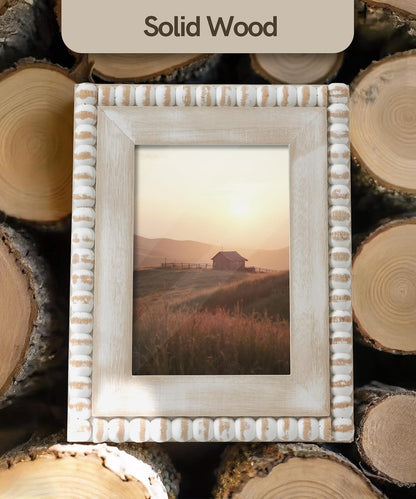 5X7 Farmhouse Picture Frame Wooden Boho Beaded Photo Frame3