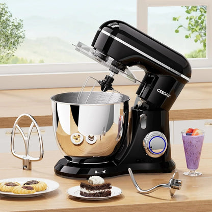3-IN-1 Electric Stand Mixer, 6.5QT Bowl 660W 10-Speed Kitchen Mixer, Household Food Mixers Include Dough Hook, Beater and Whisk, Bread Cake Mixer for Baking and Most Home Cooks, Black5