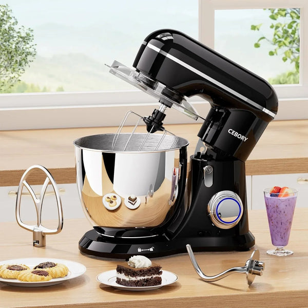 3-IN-1 Electric Stand Mixer, 6.5QT Bowl 660W 10-Speed Kitchen Mixer, Household Food Mixers Include Dough Hook, Beater and Whisk, Bread Cake Mixer for Baking and Most Home Cooks, Black5