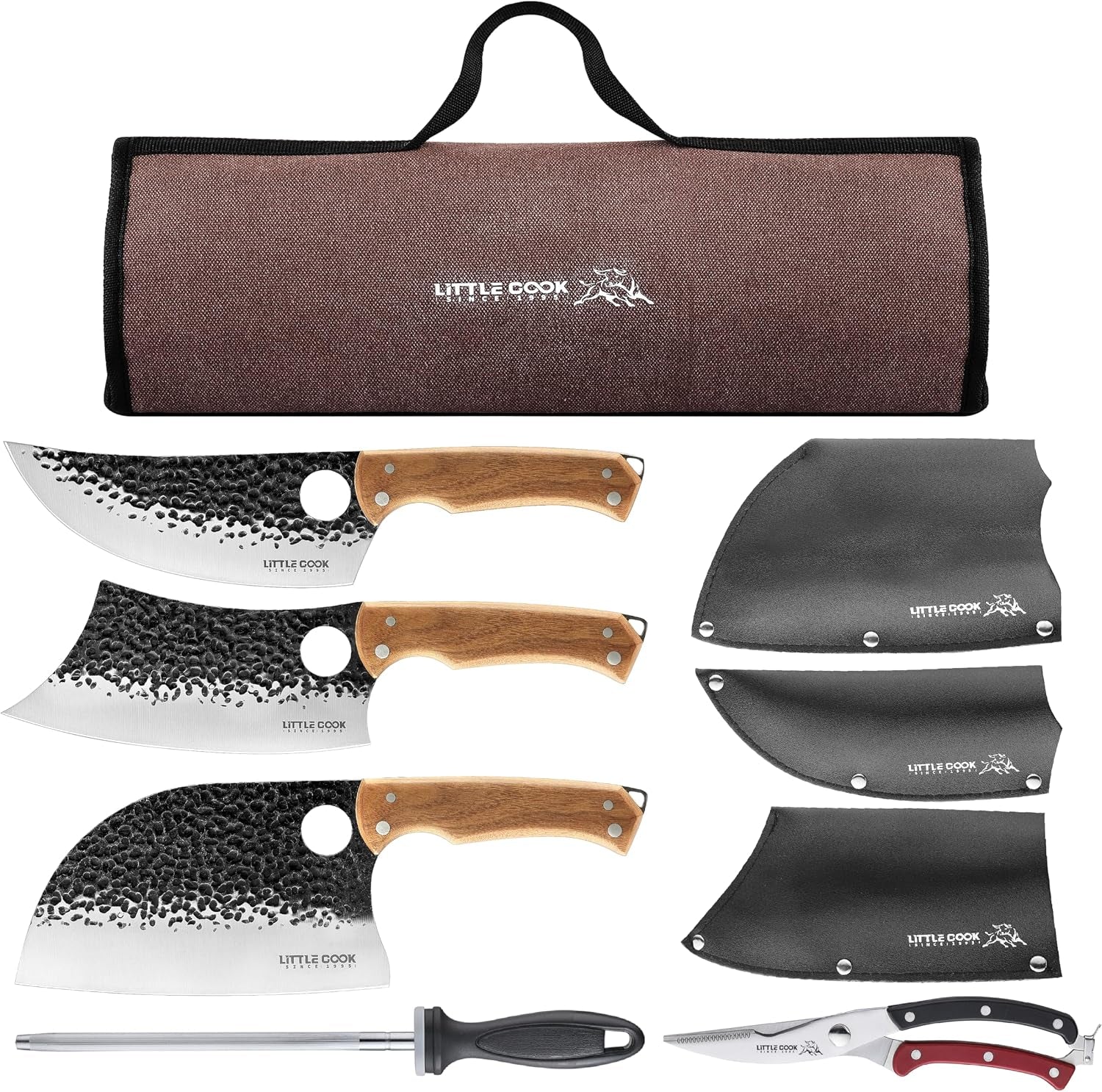 9pcs-butcher-knife-set-7-butcher-meat-cleaver-a-7-serbian-chef-knife-a-6-5-viking-knife-3-knife-sheath-poultry-shears-honing-steel-and-knife-roll-bag-unique-bull-pattern