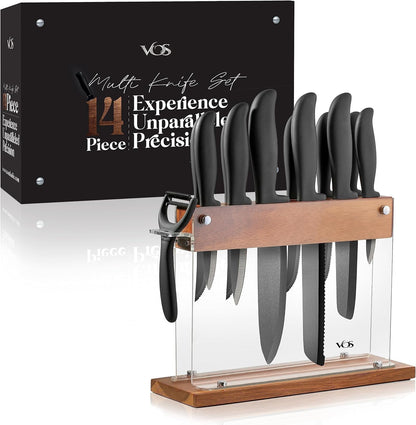 Ceramic Knife Set with Block - 13-Piece Ceramic Knives Set for Kitchen, Includes Chef, Santoku, Bread Knives, Steak Knives, Peeler & Elegant Wooden Block - Ultra-Sharp, Dishwasher Safe,Lightweight9