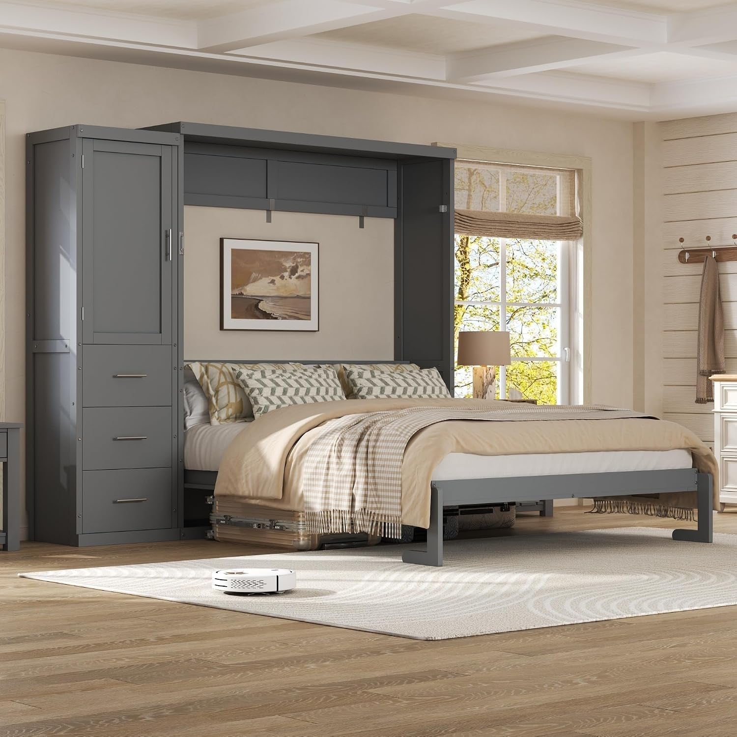 queen-murphy-bed-with-storage-drawers-and-wardrobe-solid-wood-farmhouse-horizontal-murphy-wall-bed-cabinet-with-drawers-for-bedroom-office-guest-room-foldable-queen-gray