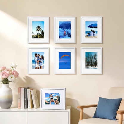 8X10 Picture Frame Set of 6, Wall or Tabletop Display, White3