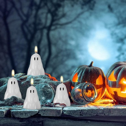 10 Pcs Halloween Ghost Candles White Soy Wax Home Table,Classic2