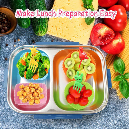 100PCS Silicone Lunch Box Dividers for Kids, Fun Bento Box Accessories Set8