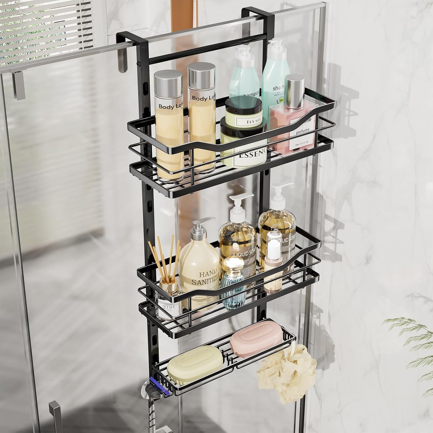 over-the-door-shower-caddy-3-tier-adjustable-shower-organizer-hanging-with-soap-holder-no-drilling-stainless-steel-bathroom-rack-hanging-for-body-wash-shampoo-soap-razor-black