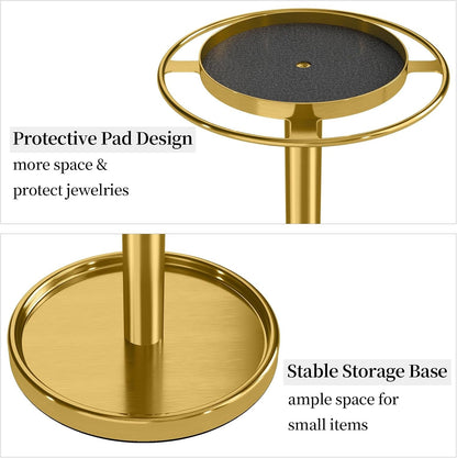 360° Rotating Sunglasses Organizer, Glasses Holder with Organizer Tray | Stainless Steel Eyeglasses Holder with Storage Base for Dresser, Desk Table, Nightstand & Home Decor, Gold3