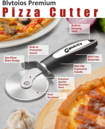 Premium Pizza Cutter, Multi-Purpose Stainless Steel Pizza Cutter Wheel with Non-Slip Soft Touch Handle, Perfect for Cutting Pizza, Dough and Pastry, Dishwasher Safe4