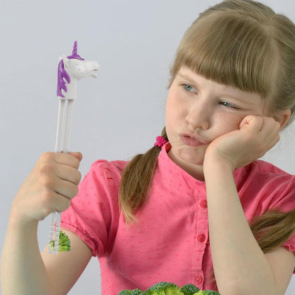 Genuine Fred MUNCHTIME Unicorn Chopsticks for Kids, Purple and White, Reusable Beginner Chopsticks with Animated Interactive Design, Fun Gift and Picky Eater Solution4