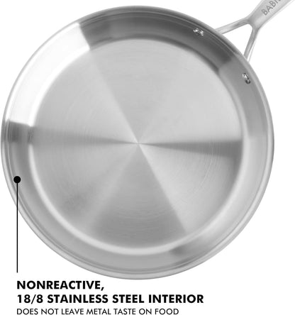 12-Inch Tri-Ply Stainless Steel Frying Pan with Lid – Professional Grade Skillet for Searing, Sautéing & Even Heat Cooking3