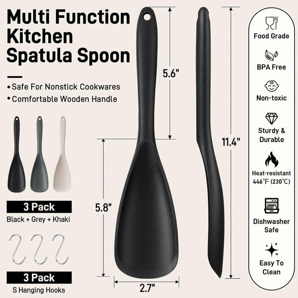 3 PACK Silicone Cooking Spatula & Spoon for Nonstick Cookware, Bpa-Free | Multifunction Spoonula for Baking, Cooking, Serving, Mixing, Stirring, Scoop, Scrape - One-Piece Formed, Dishwasher Safe7