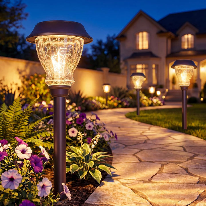 Solar Pathway Lights Outdoor, 8 Pack Warm White Solar Garden Lights