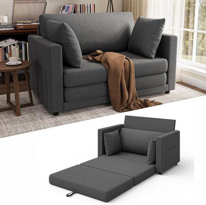 51" Loveseat Sofa Bed, Pull Out Love Seat for Small Space, Folding Couch Bed for Living Room, Bedroom, Dark Gray1