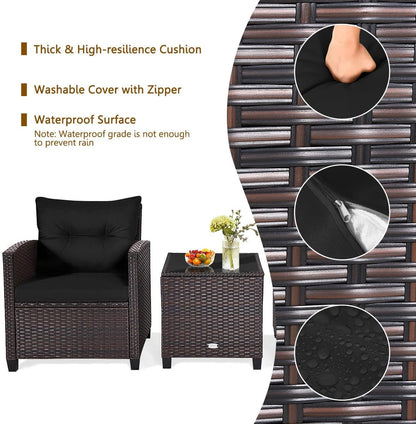 3 Piece Patio Furniture Set, Black5