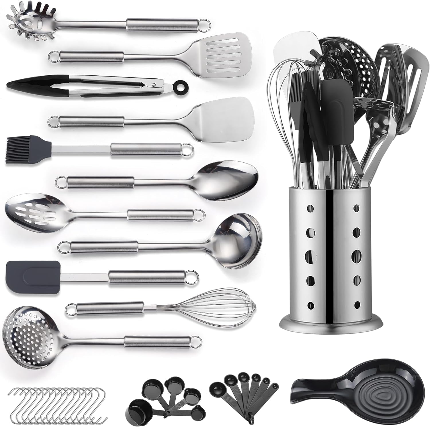 kitchen-utensils-set-39-pieces-stainless-steel-cooking-utensils-set-spoon-spatula-set-with-sturdy-stainless-steel-utensil-holder-dishwasher-safe