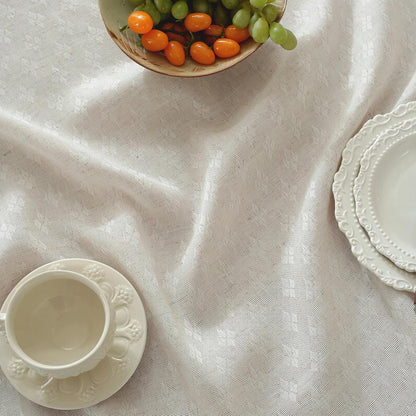 Natural Linen Cottton Tablecloth Rectangle, Rustic Elegant Tablecloth, Textured Jacquard Neutral Fabric, Washable Table Cover for for Dining Table Farmhouse Kitchen Party (Diamond Weave, 70" X 55" )6