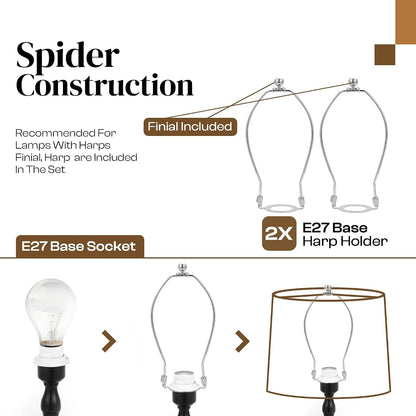 Lamp Shades Set of 2 – 𝟏𝟏.𝟔” 𝐓𝐨𝐩 𝐱 𝟏𝟐.𝟔” 𝐁𝐨𝐭𝐭𝐨𝐦 𝐱 𝟗.𝟖” 𝐇𝐢𝐠𝐡 Fits Harp-Style Bedside & Floor Lamp Shades – 𝐃𝐫𝐮𝐦 𝐒𝐡𝐚𝐩𝐞 Easy Assembly (Ships Rolled Flat) (Beige, Medium)4